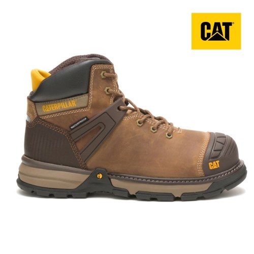 CAT Excavator Superlite Waterproof Soft Toe Men's Work Boots Dark Beige (AU I-635) Australia